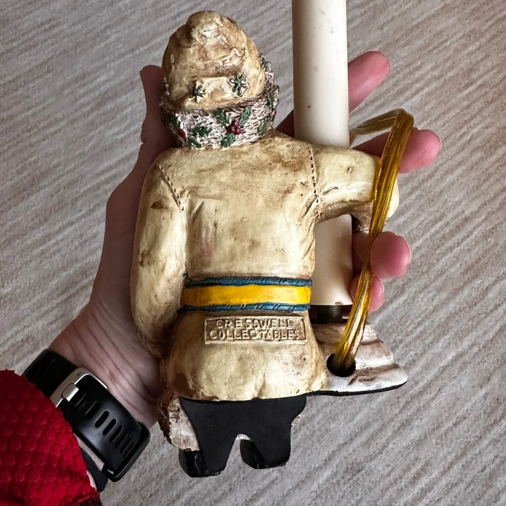 Cresswell Christmas Holiday Shelf Sitter Victorian Santa Welcome Light Lamp Vint